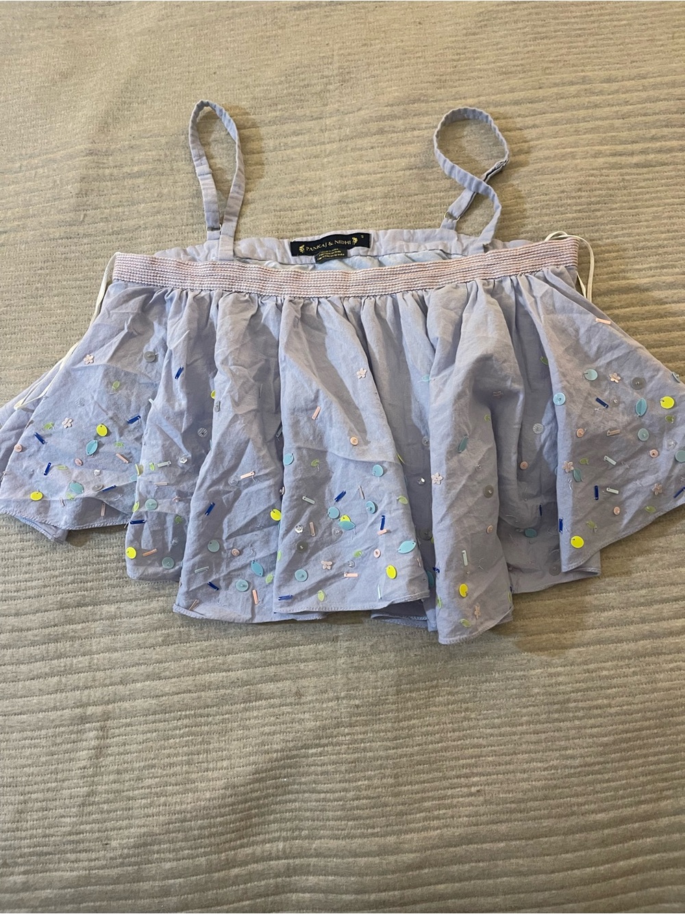Ayana Embellished Swing Top blue embellishment top size small - Picture 2 of 4
